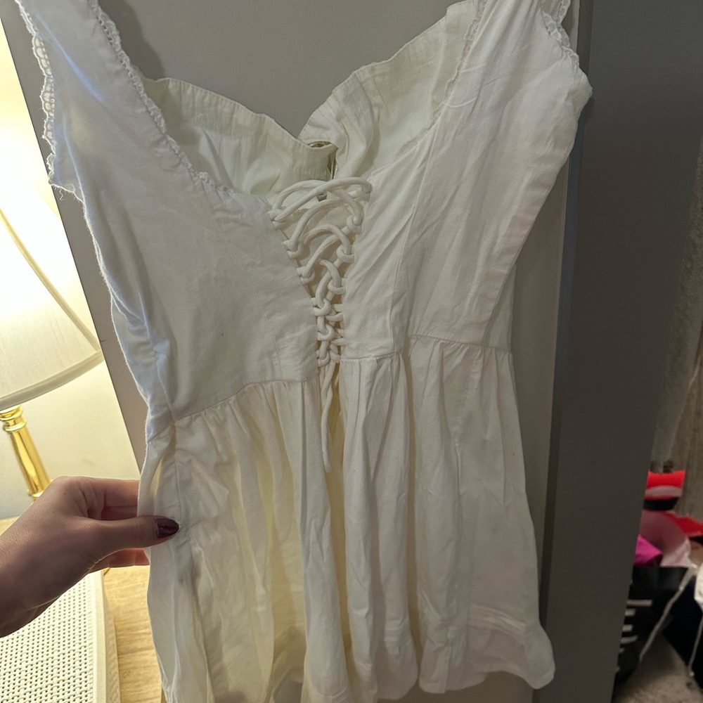 Urban Outfitters White corset tie Mini Dress with Lace Detail - Picture 6 of 8